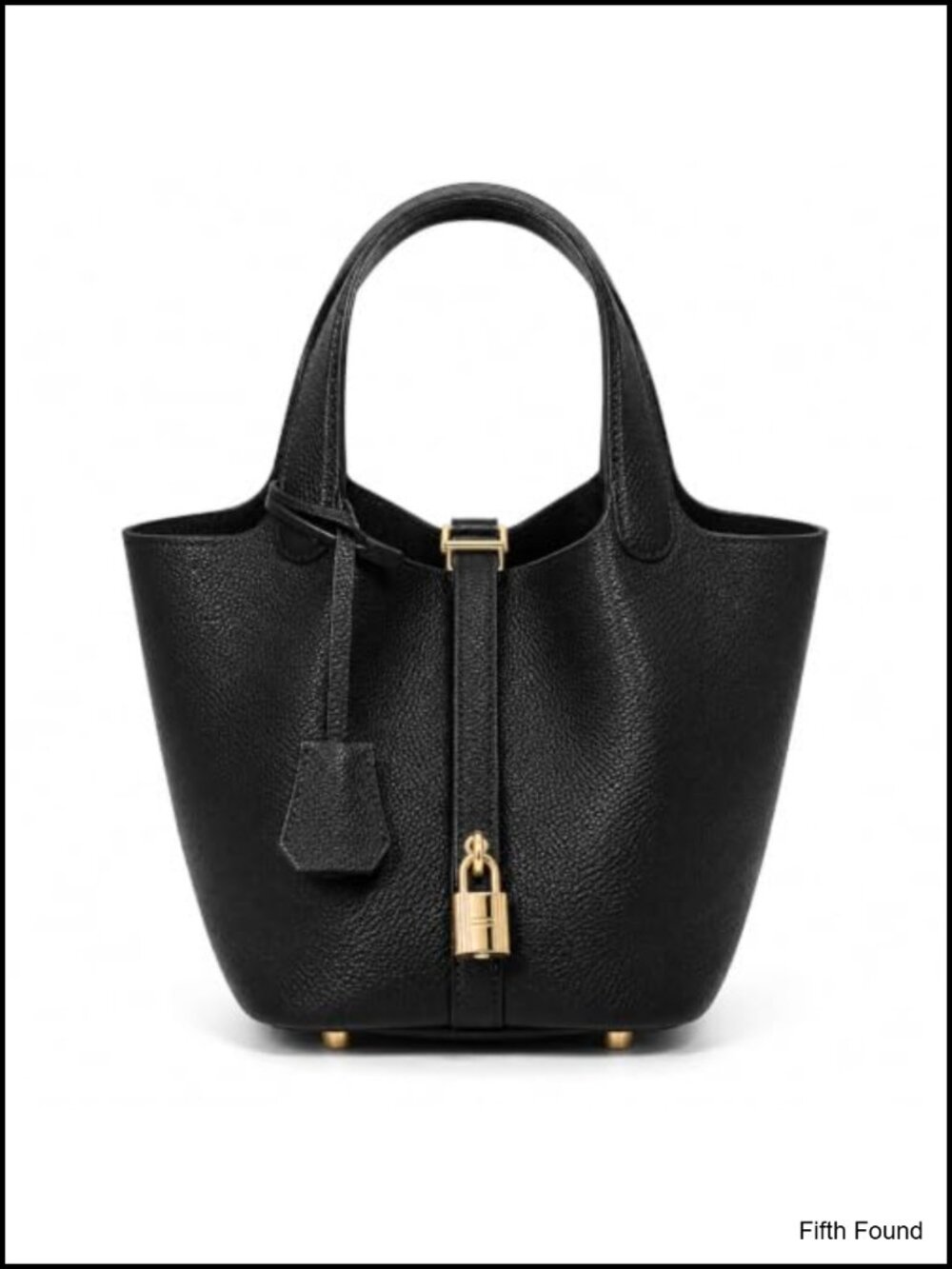 Genuine Leather Bucket Bag with Padlock Key, Removable Pouch